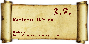 Kazinczy Héra névjegykártya